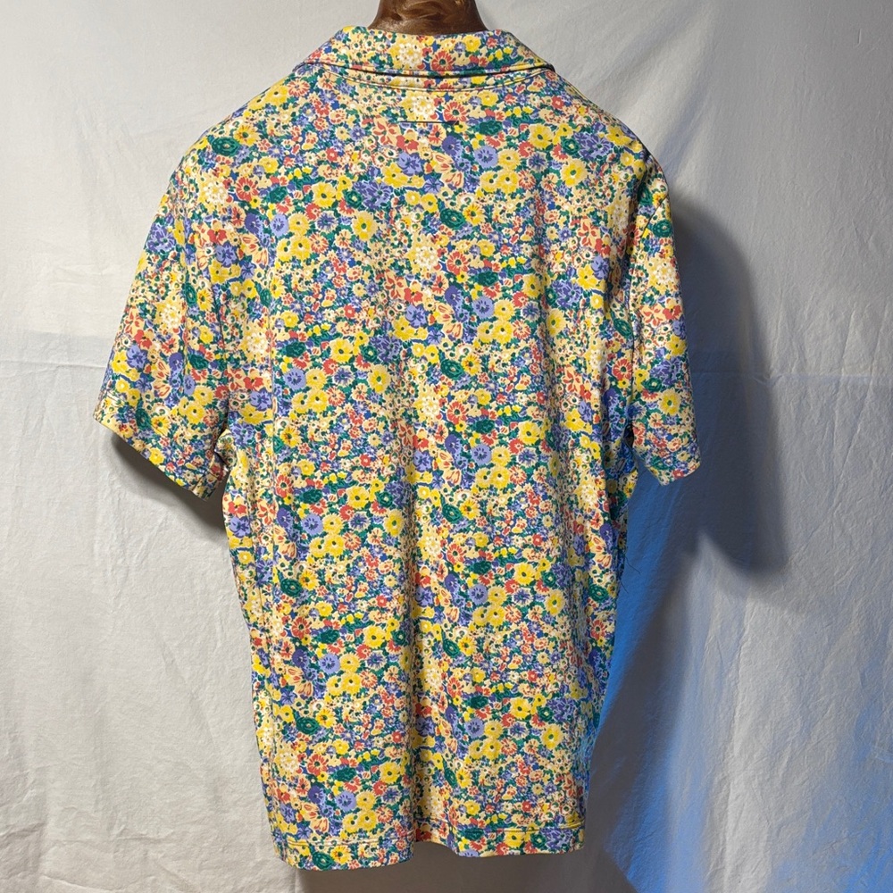 J. Crew Men's Floral Polo Shirt - Yellow and Blue - Picture 4 of 6
